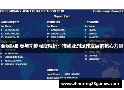 亚足联职责与功能深度解析：推动亚洲足球发展的核心力量